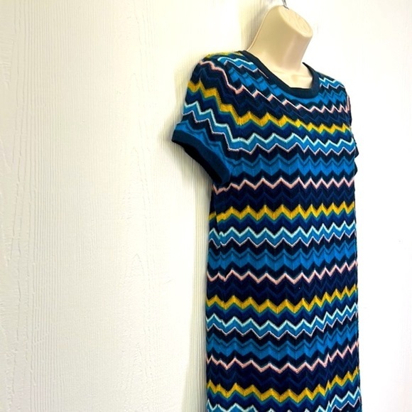 Missoni For Target - Navy Blue Chevron Knit Lined Sweater Mini Dress Size Medium - Picture 4 of 11
